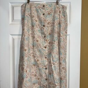 CJ Banks Floral Button-Front Maxi Skirt - Blue and Brown